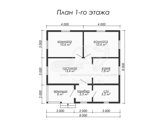 3d проект ДБ055 - планировка 1 этажа
