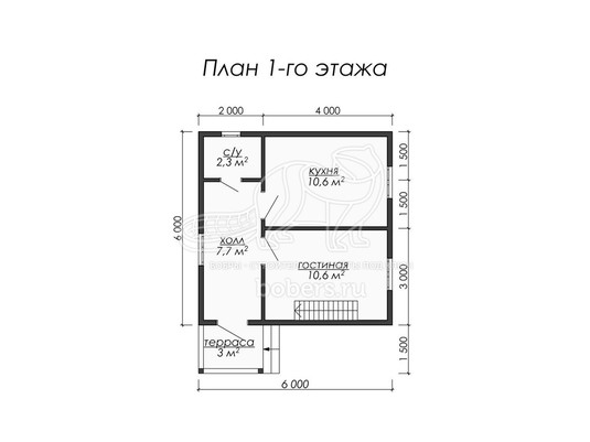 3d проект ДБ056 - планировка 1 этажа