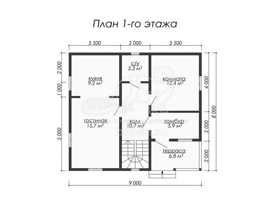 3d проект ДБ057 - планировка 1 этажа