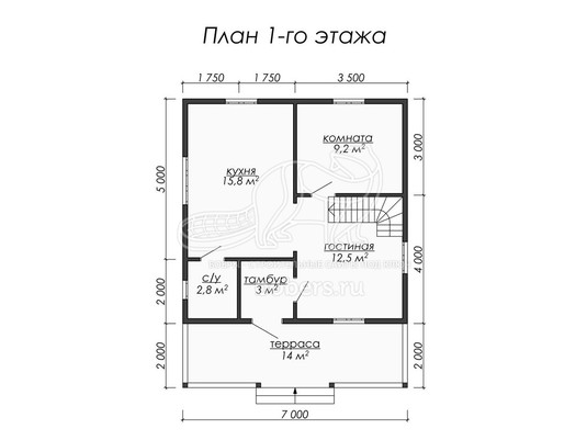 3d проект ДБ060 - планировка 1 этажа