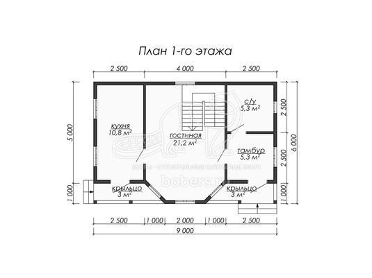 3d проект ДБ061 - планировка 1 этажа