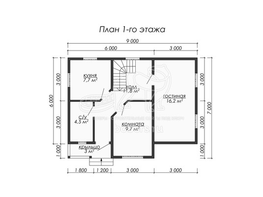 3d проект ДБ062 - планировка 1 этажа