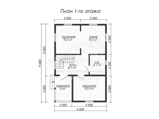 3d проект ДБ063 - планировка 1 этажа