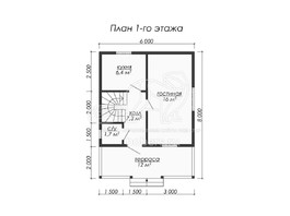 Готовый 3d проект ДБ064 - планировка 1 этажа