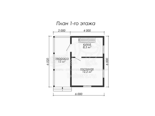 3d проект ДБ068 - планировка 1 этажа