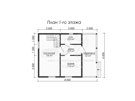 3d проект ДБ069 - планировка 1 этажа