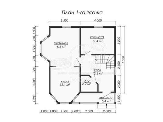 3d проект ДБ072 - планировка 1 этажа