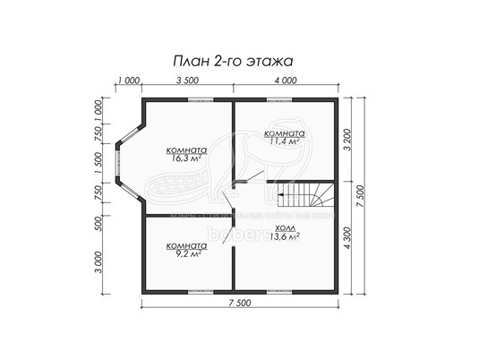 3d проект ДБ072 - планировка 2 этажа</div>