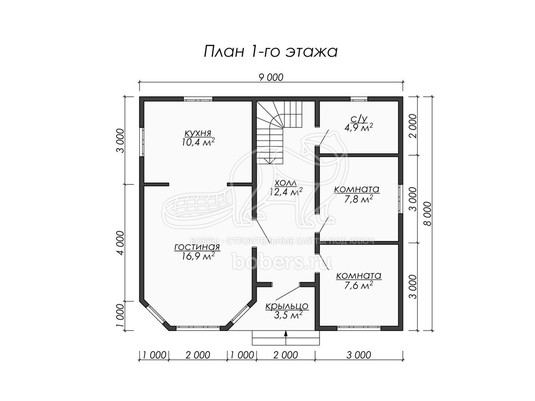3d проект ДБ077 - планировка 1 этажа