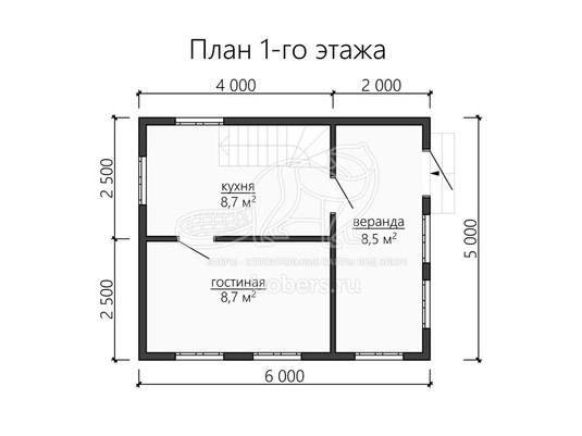 3d проект ДБ095 - планировка 1 этажа