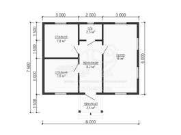 3d проект ДБ097 - планировка 1 этажа