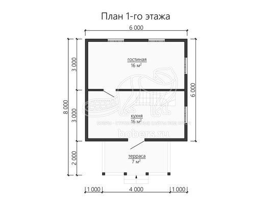 3d проект ДБ106 - планировка 1 этажа