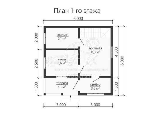 3d проект ДБ107 - планировка 1 этажа
