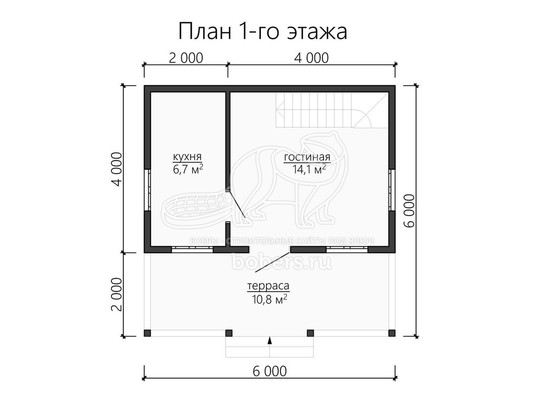 3d проект ДБ108 - планировка 1 этажа