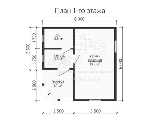 3d проект ДБ121 - планировка 1 этажа