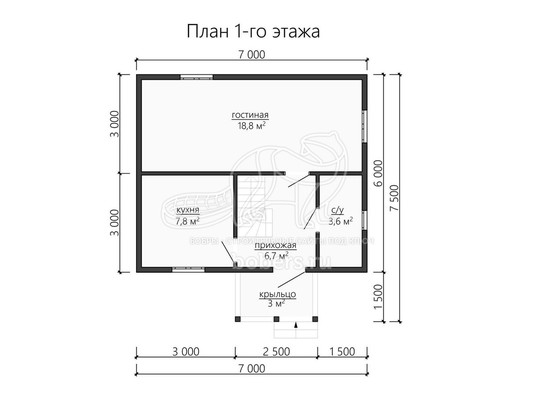 3d проект ДБ123 - планировка 1 этажа