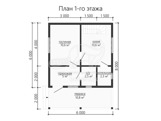 3d проект ДБ126 - планировка 1 этажа
