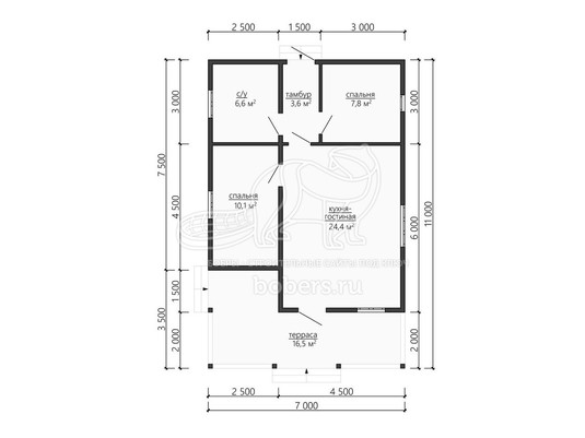 3d проект ДБ128 - планировка 1 этажа