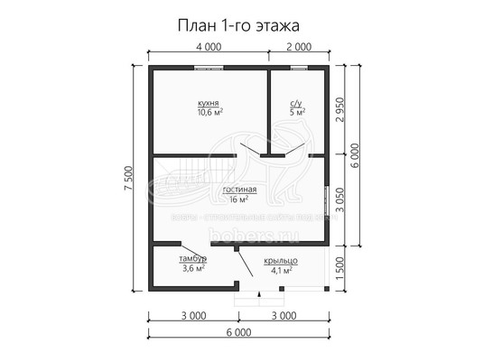 3d проект ДБ129 - планировка 1 этажа