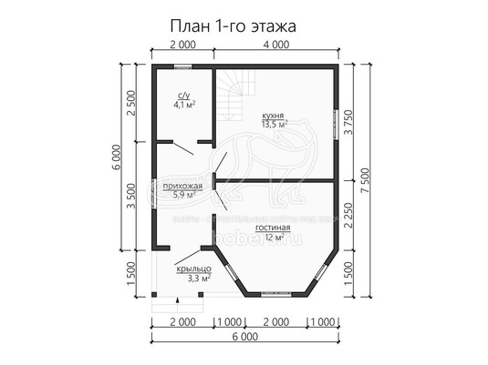 3d проект ДБ130 - планировка 1 этажа
