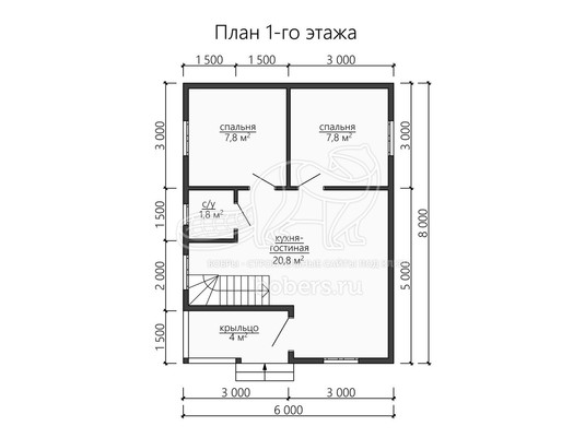 3d проект ДБ131 - планировка 1 этажа