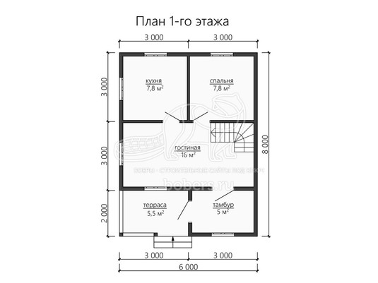 3d проект ДБ132 - планировка 1 этажа