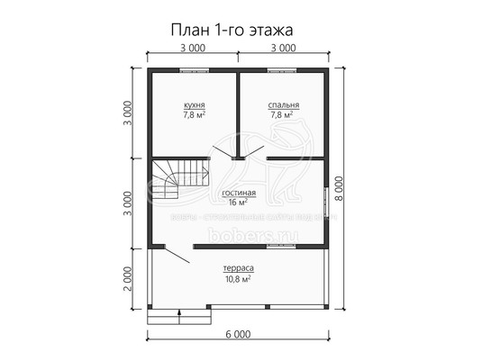 3d проект ДБ133 - планировка 1 этажа