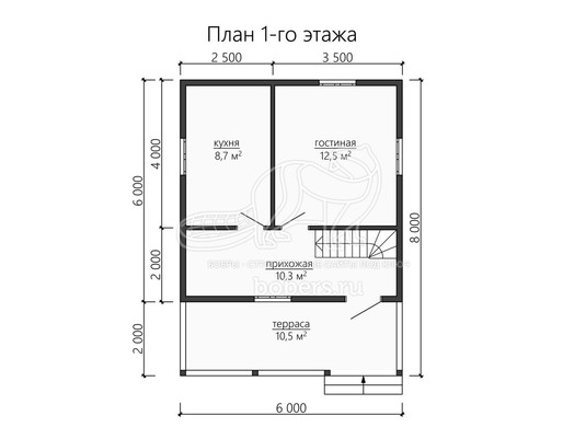 3d проект ДБ134 - планировка 1 этажа