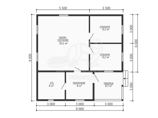3d проект ДБ136 - планировка 1 этажа