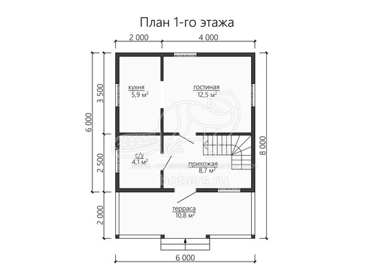 3d проект ДБ138 - планировка 1 этажа