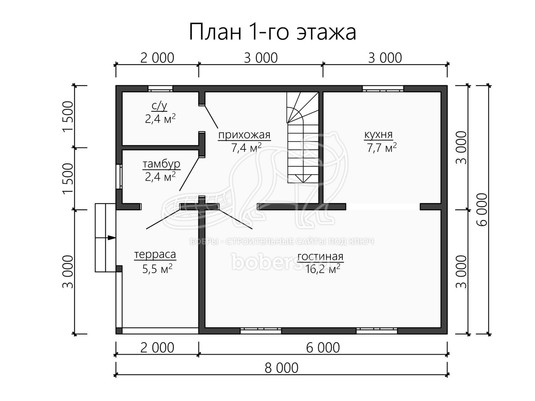 3d проект ДБ139 - планировка 1 этажа