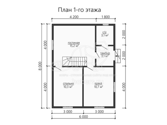 3d проект ДБ140 - планировка 1 этажа