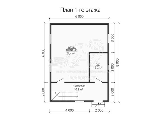 3d проект ДБ141 - планировка 1 этажа