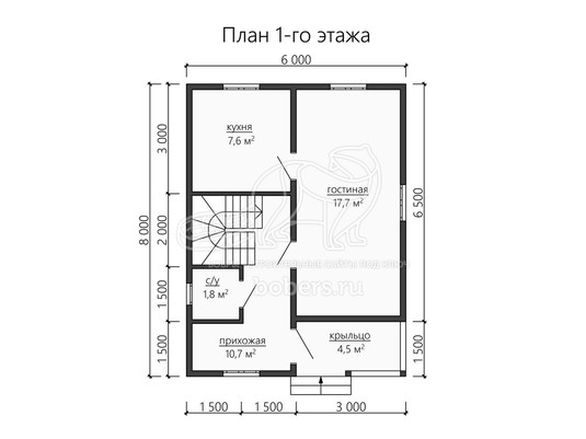 3d проект ДБ142 - планировка 1 этажа