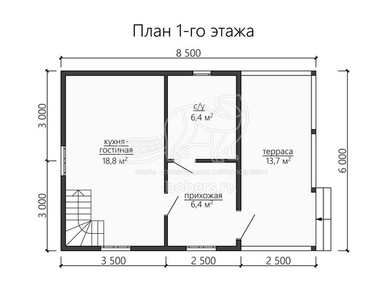 3d проект ДБ144 - планировка 1 этажа