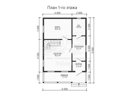 3d проект ДБ147 - планировка 1 этажа