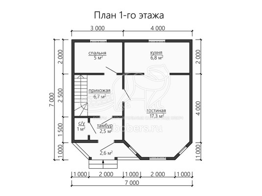 3d проект ДБ148 - планировка 1 этажа