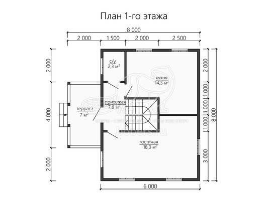 3d проект ДБ151 - планировка 1 этажа