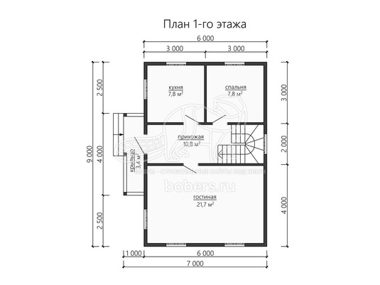 3d проект ДБ154 - планировка 1 этажа