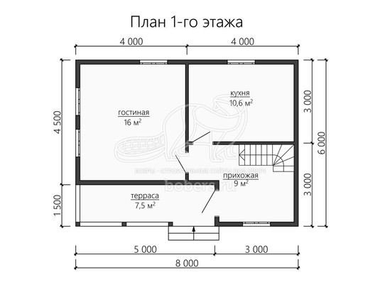 3d проект ДБ156 - планировка 1 этажа