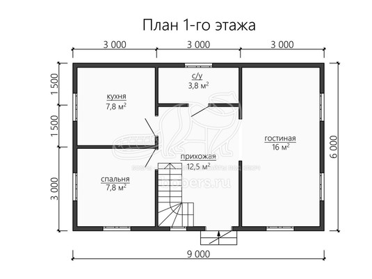 3d проект ДБ158 - планировка 1 этажа