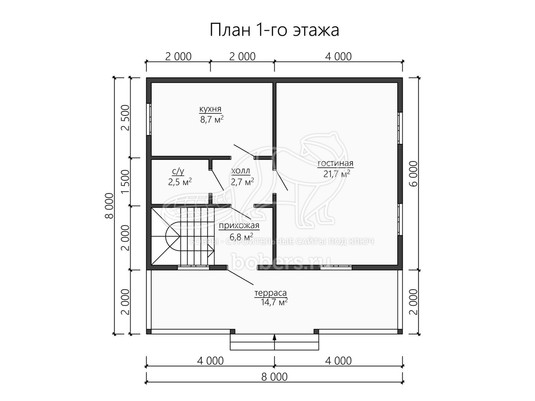 3d проект ДБ160 - планировка 1 этажа