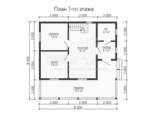 3d проект ДБ161 - планировка 1 этажа