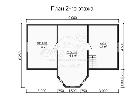3d проект ДБ162 - планировка 2 этажа