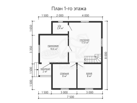 3d проект ДБ163 - планировка 1 этажа