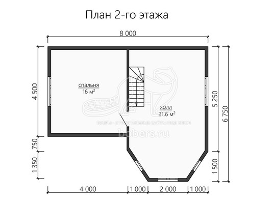3d проект ДБ164 - планировка 2 этажа