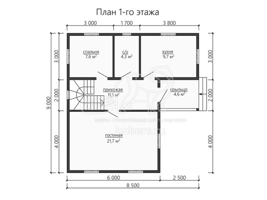 3d проект ДБ165 - планировка 1 этажа