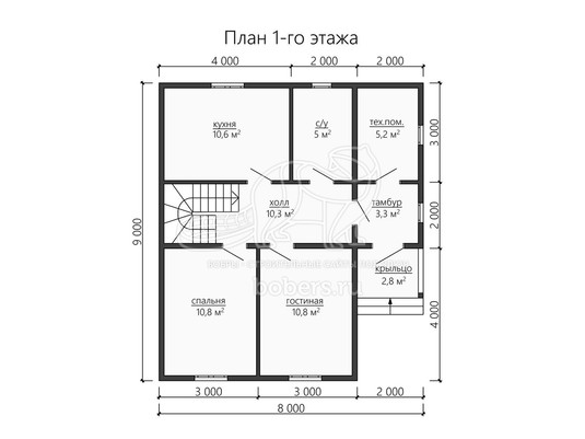 3d проект ДБ168 - планировка 1 этажа