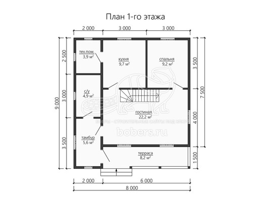 3d проект ДБ171 - планировка 1 этажа