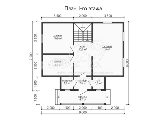 3d проект ДБ172 - планировка 1 этажа
